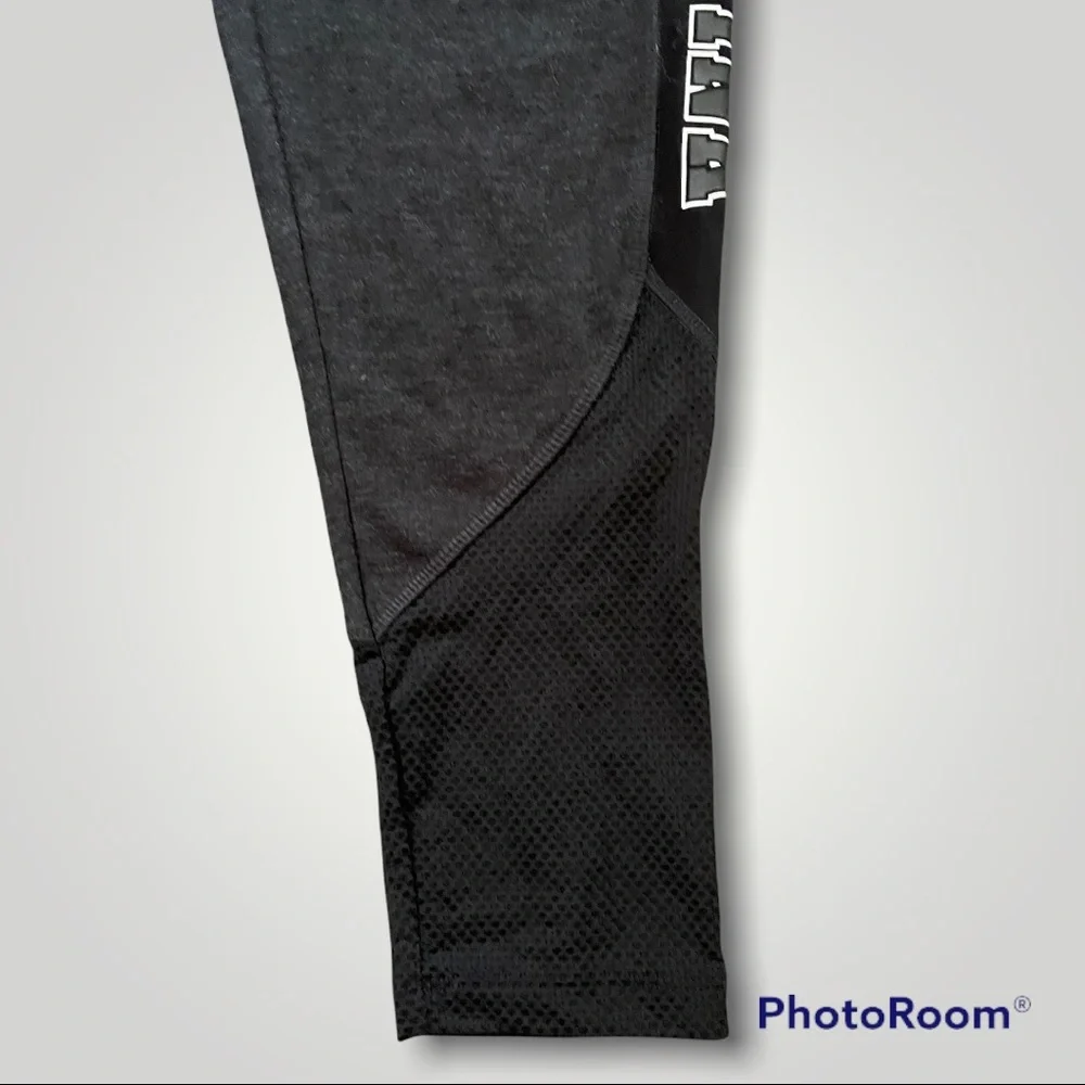 PINK Victoria's Secret Yoga Leggings Dark Heather Gray, Black, with Mesh Panels - Picture 7 of 11